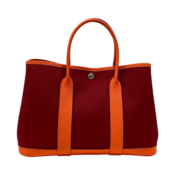 エルメス HERMES ガーデンパーティTPM ルージュグレナ×オレンジポピー トワル ネゴンダ レディース トートバッグ