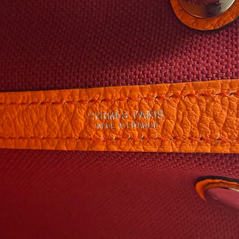 エルメス HERMES ガーデンパーティTPM ルージュグレナ×オレンジポピー トワル ネゴンダ レディース トートバッグ