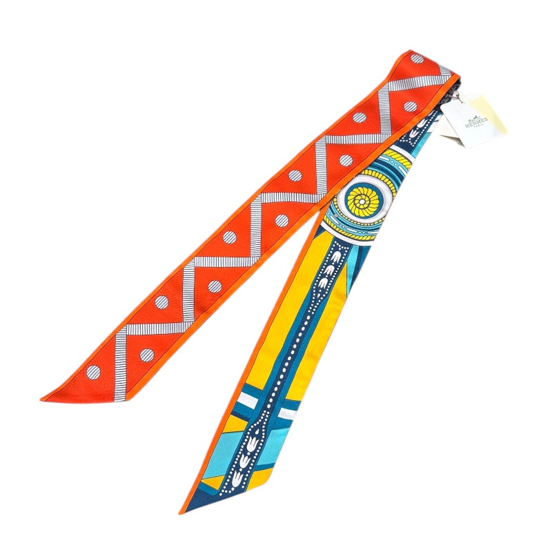 エルメス HERMES ツイリー　BALADE EN BERLINE オレンジ シルク ユニセックス スカーフ