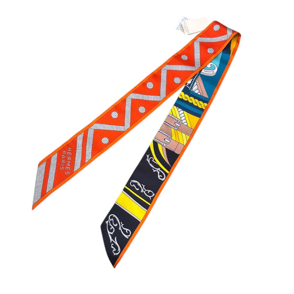 エルメス HERMES ツイリー　BALADE EN BERLINE オレンジ シルク ユニセックス スカーフ