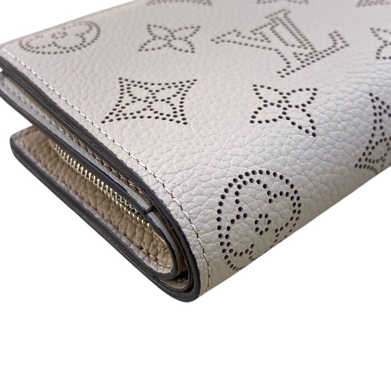 ルイ・ヴィトン LOUIS VUITTON ポルトフォイユ･クレア M80817 ベージュ/SV金具 カーフ マヒナ レディース 二つ折り財布