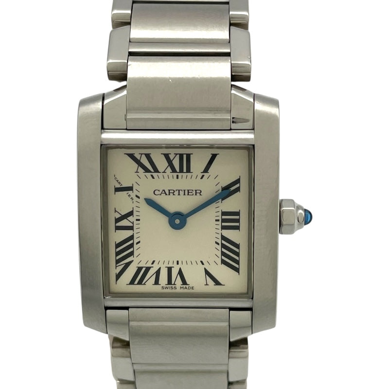 カルティエ Cartier タンクフランセーズ SM W51008Q3 ホワイト SS クオーツ レディース 腕時計