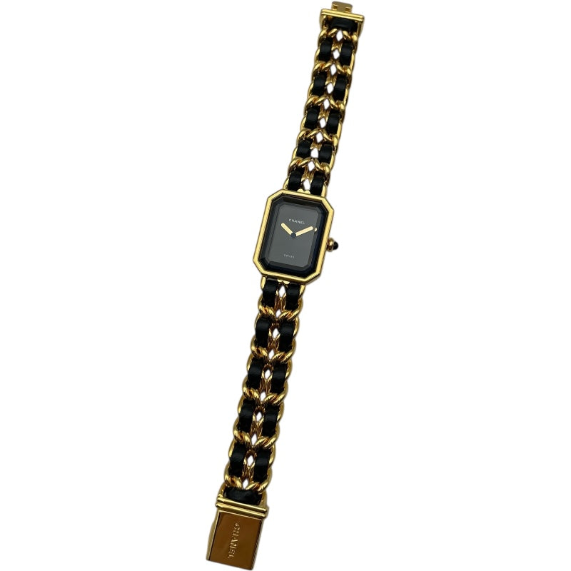 シャネル CHANEL プルミエールM H0001 ブラック GP レディース 腕時計