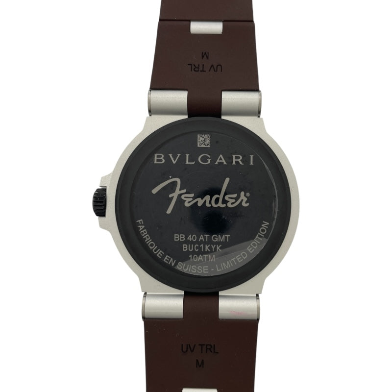 ブルガリ BVLGARI アルムニウム GMT フェンダー 世界1200本限定 BB40ATGMT ブラウン アルミニウム/ラバーベルト メンズ 腕時計