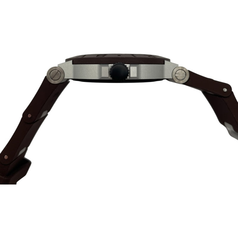 ブルガリ BVLGARI アルムニウム GMT フェンダー 世界1200本限定 BB40ATGMT ブラウン アルミニウム/ラバーベルト メンズ 腕時計