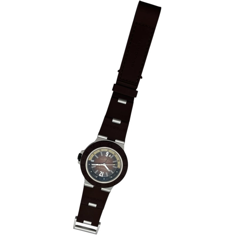 ブルガリ BVLGARI アルムニウム GMT フェンダー 世界1200本限定 BB40ATGMT ブラウン アルミニウム/ラバーベルト メンズ 腕時計