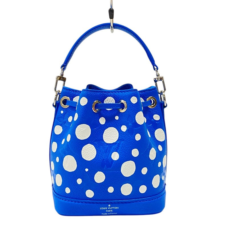 ルイ・ヴィトン LOUIS VUITTON ナノ・ノエ 草間彌生 M81985 ブルー モノグラム・アンプラント レディース ショルダーバッグ
