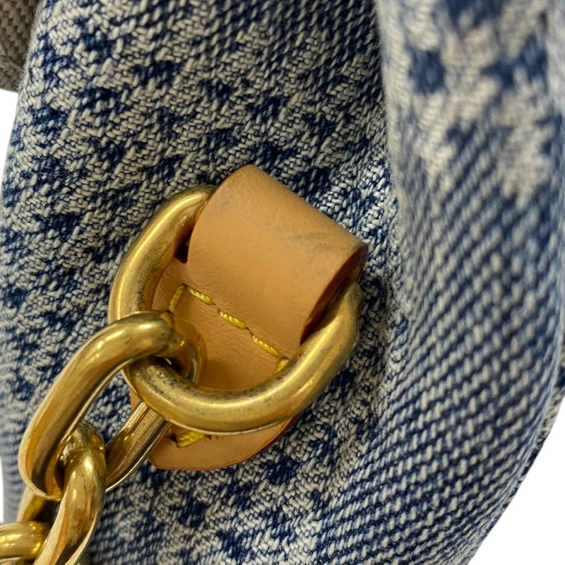 ルイ・ヴィトン LOUIS VUITTON ナノ・スティーマー N40751 ブルー ゴールド金具 ダミエ・デニム レディース ショルダーバッグ