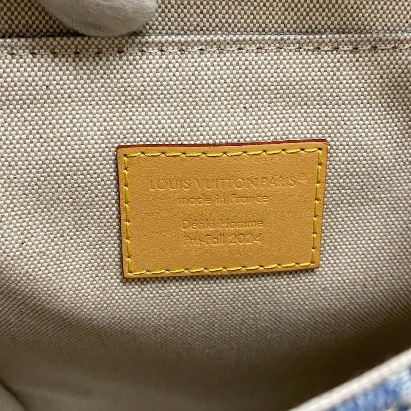 ルイ・ヴィトン LOUIS VUITTON ナノ・スティーマー N40751 ブルー ゴールド金具 ダミエ・デニム レディース ショルダーバッグ