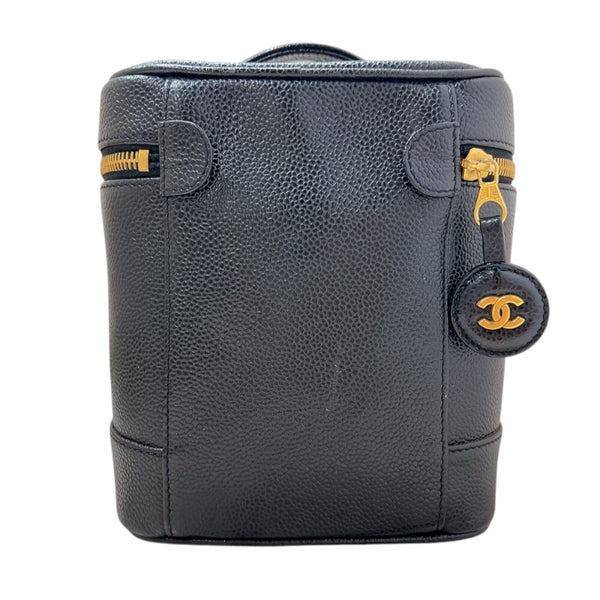 シャネル CHANEL バニティ A01998 ブラック　ゴールド金具 キャビアスキン レディース ハンドバッグ