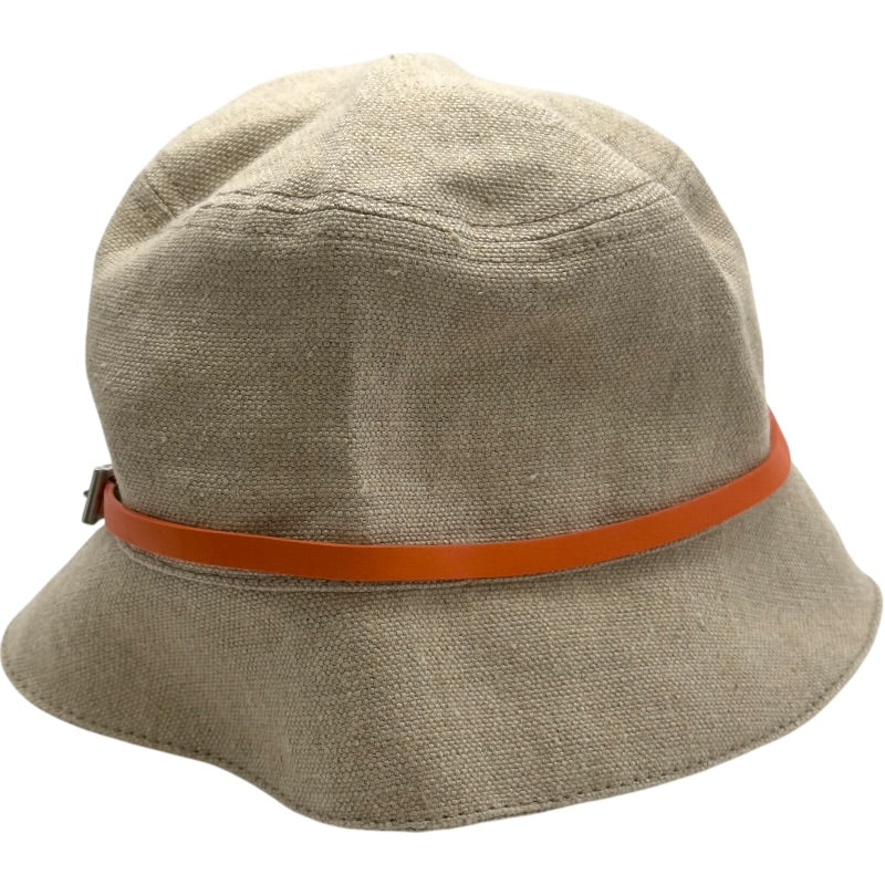 プラダ PRADA リネンバケットハット べージュ リネン レディース