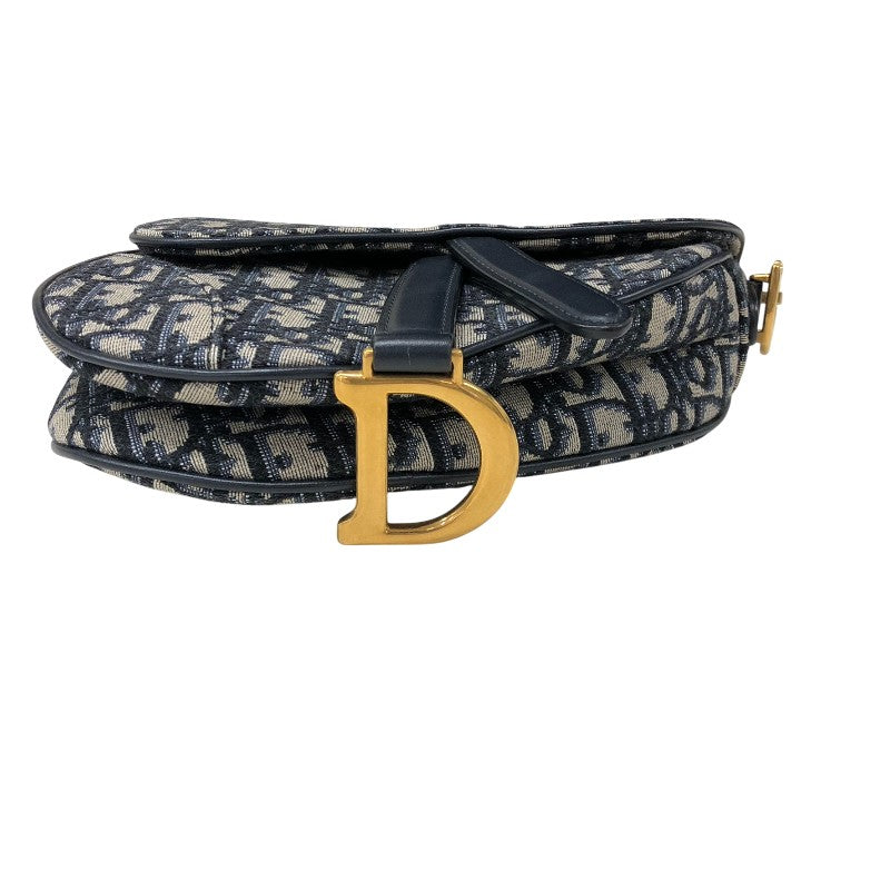 クリスチャン・ディオール Christian Dior サドルバッグ ミニ オブリークジャカード ハンドバッグ MO456CTZQ ネイビー ゴールド金具 オブリークジャカード レディース ハンドバッグ