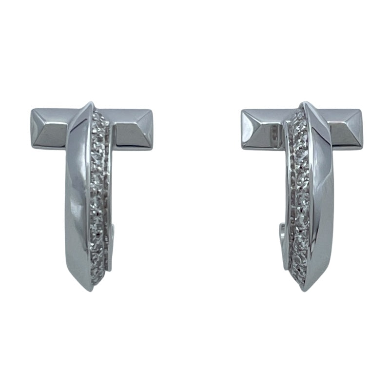 ティファニー TIFFANY＆CO Tワンフープピアス ホワイトゴールド Au750 ジュエリー