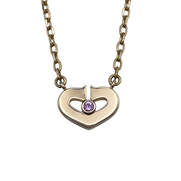 カルティエ Cartier Cハートネックレス ピンクゴールド 750 ピンクサファイア ジュエリー