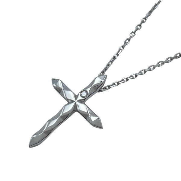 BOUCHERON K18PG ファセットクロス ネックレス ブシュロン BOUCHERON ファセットクロスネックレス ホワイトゴールド