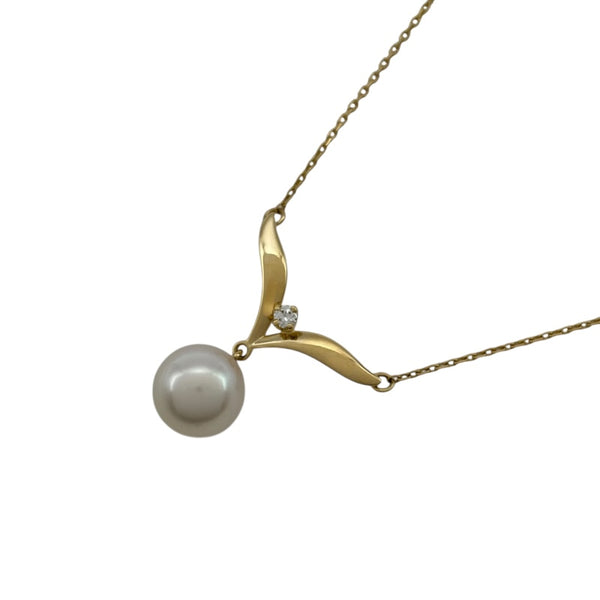 ミキモト MIKIMOTO パールネックレス イエローゴールド K18 ダイヤモンド ジュエリー