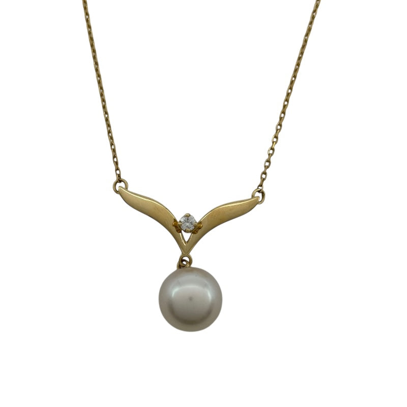 ミキモト MIKIMOTO パールネックレス イエローゴールド K18 ダイヤモンド ジュエリー
