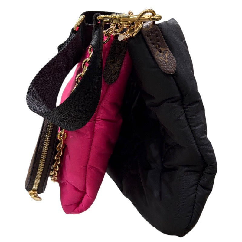ルイ・ヴィトン LOUIS VUITTON マキシミュルティ・ポシェット・アクセソワ―ル M58980 ブラック・フューシャ モノグラム・エコナイロン レディース ショルダーバッグ