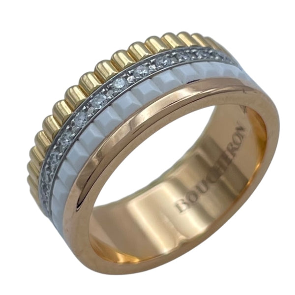 ブシュロン BOUCHERON キャトルホワイトダイヤリング ゴールドxピンクゴールドxホワイトゴールド Au750 ジュエリー