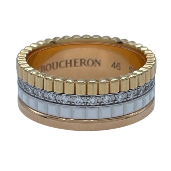 ブシュロン BOUCHERON キャトルホワイトダイヤリング ゴールドxピンクゴールドxホワイトゴールド Au750 ジュエリー