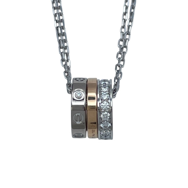 カルティエ Cartier ラブスリーフープネックレス ホワイトゴールドⅹピンクゴールド Au750 ダイヤモンド ジュエリー