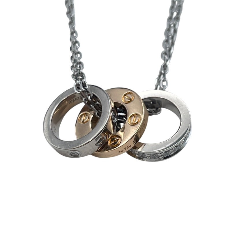 カルティエ Cartier ラブスリーフープネックレス ホワイトゴールドⅹピンクゴールド Au750 ダイヤモンド ジュエリー