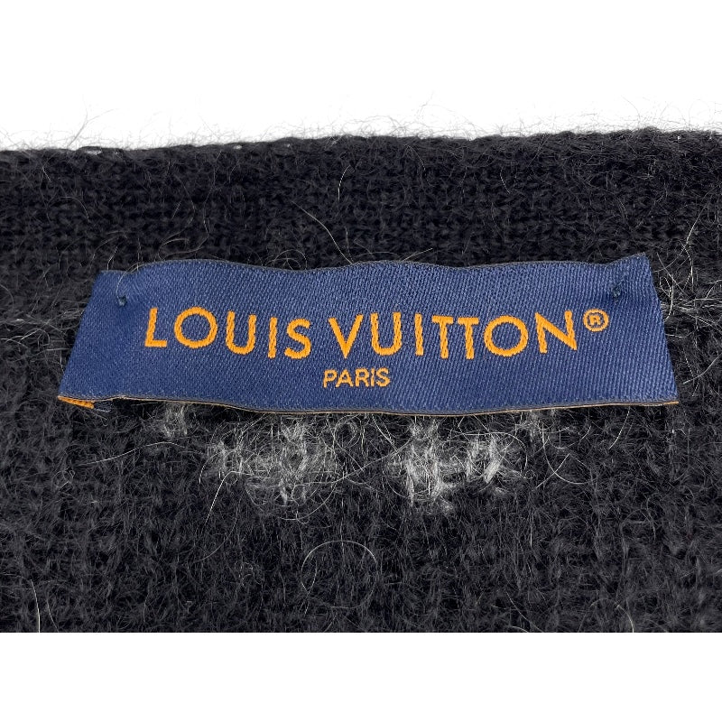 ルイ・ヴィトン LOUIS VUITTON モノグラム総柄モヘアニットカーディガン HQN46W ブラック モヘア メンズ カーディガン