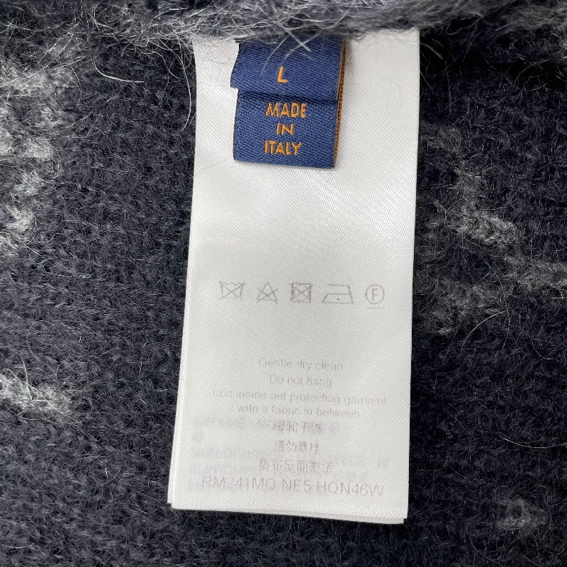 ルイ・ヴィトン LOUIS VUITTON モノグラム総柄モヘアニットカーディガン HQN46W ブラック モヘア メンズ カーディガン