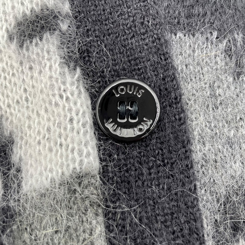 ルイ・ヴィトン LOUIS VUITTON モノグラム総柄モヘアニットカーディガン HQN46W ブラック モヘア メンズ カーディガン