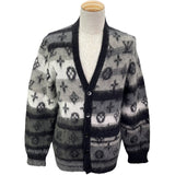 ルイ・ヴィトン LOUIS VUITTON モノグラム総柄モヘアニットカーディガン HQN46W ブラック モヘア メンズ カーディガン