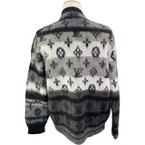 ルイ・ヴィトン LOUIS VUITTON モノグラム総柄モヘアニットカーディガン HQN46W ブラック モヘア メンズ カーディガン