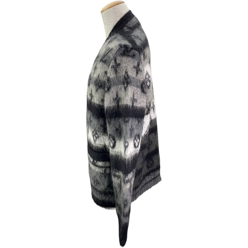 ルイ・ヴィトン LOUIS VUITTON モノグラム総柄モヘアニットカーディガン HQN46W ブラック モヘア メンズ カーディガン