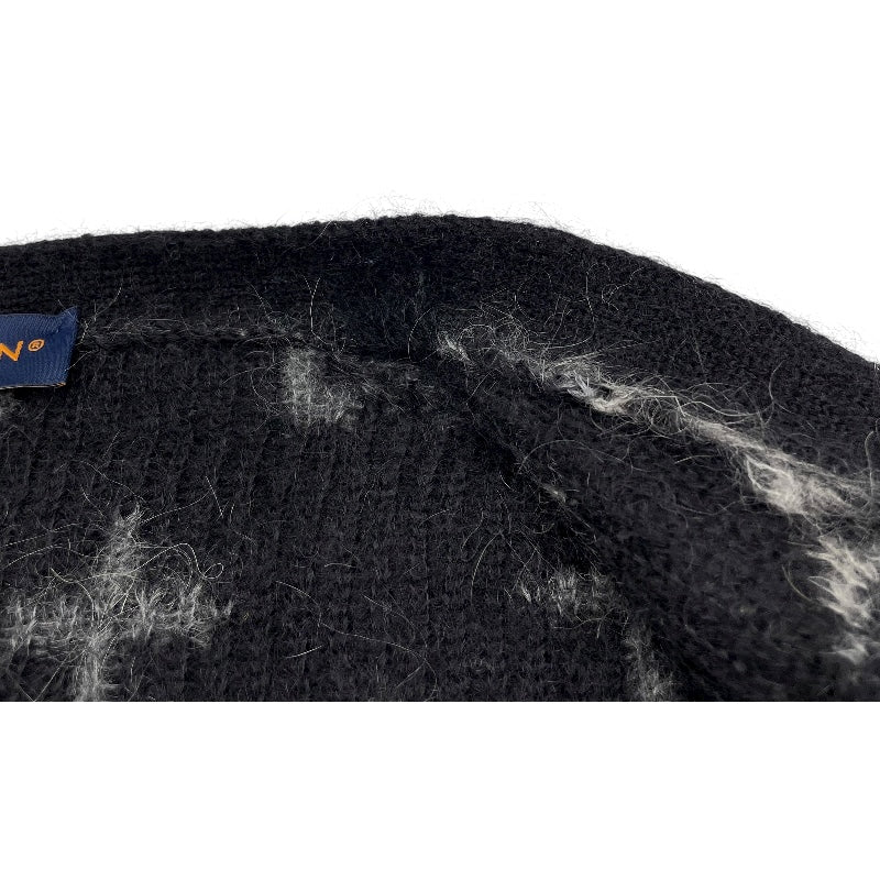 ルイ・ヴィトン LOUIS VUITTON モノグラム総柄モヘアニットカーディガン HQN46W ブラック モヘア メンズ カーディガン