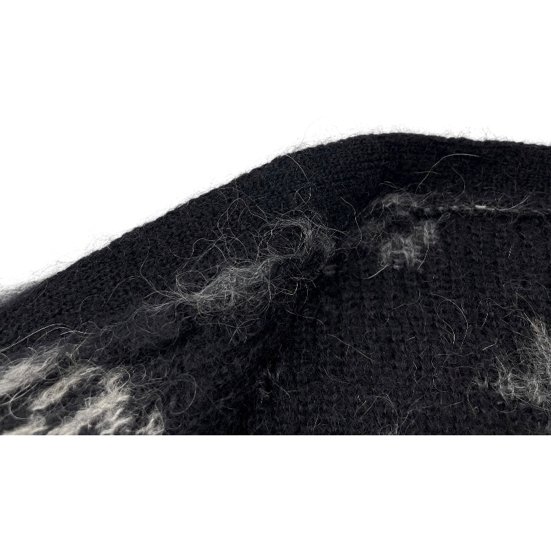 ルイ・ヴィトン LOUIS VUITTON モノグラム総柄モヘアニットカーディガン HQN46W ブラック モヘア メンズ カーディガン