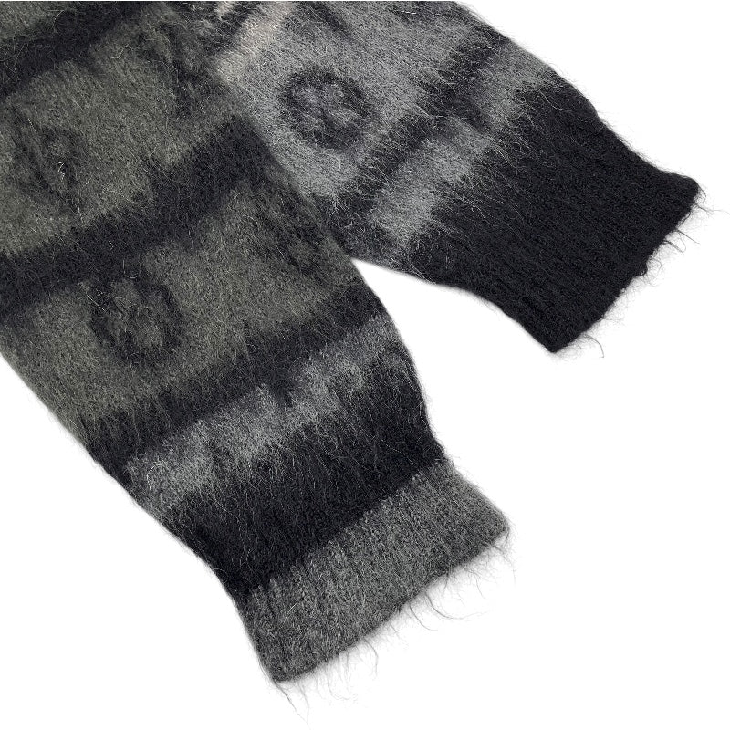 ルイ・ヴィトン LOUIS VUITTON モノグラム総柄モヘアニットカーディガン HQN46W ブラック モヘア メンズ カーディガン