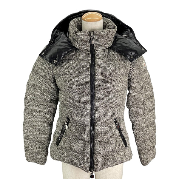モンクレール MONCLER ASTERE ツイードダウンジャケット ブラック ウール レディース ダウンジャケット