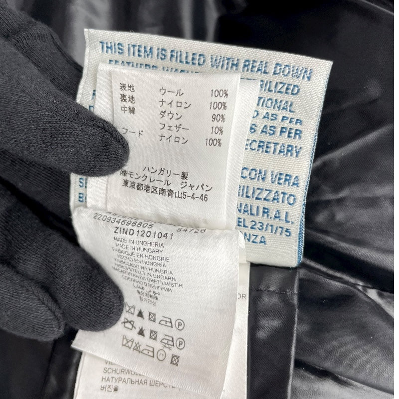 モンクレール MONCLER ASTERE ツイードダウンジャケット ブラック ウール レディース ダウンジャケット