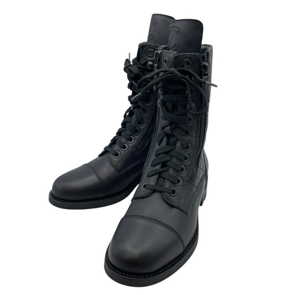 シャネル CHANEL ココマークレースアップブーツ G28636 ブラック レザー レディース ブーツ