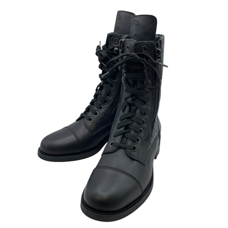 シャネル CHANEL ココマークレースアップブーツ G28636 ブラック レザー レディース ブーツ