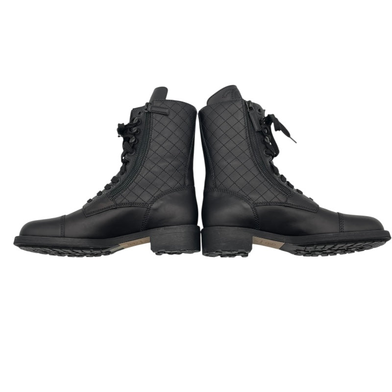 シャネル CHANEL ココマークレースアップブーツ G28636 ブラック レザー レディース ブーツ