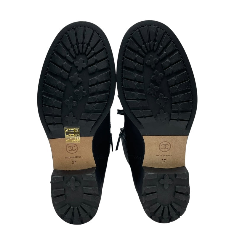 シャネル CHANEL ココマークレースアップブーツ G28636 ブラック レザー レディース ブーツ