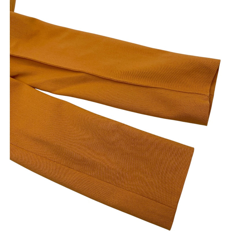 エルメス HERMES 刺繍ポケットステンカラーコート オレンジ ウール レディース ステンカラーコート