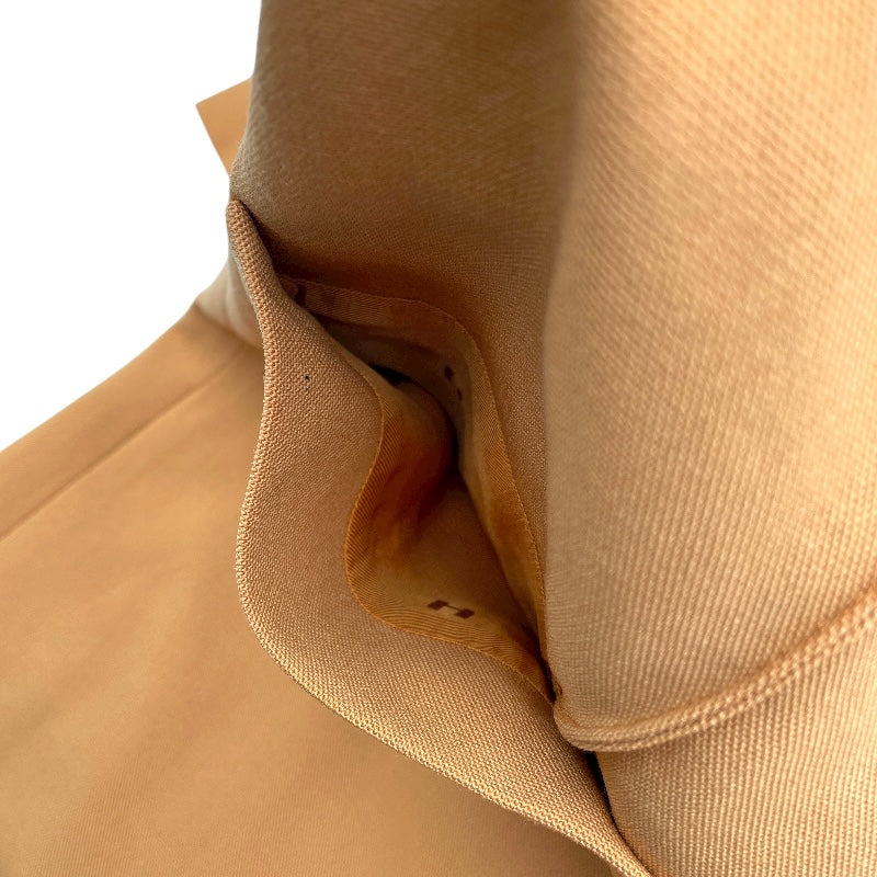 エルメス HERMES 刺繍ポケットステンカラーコート オレンジ ウール レディース ステンカラーコート