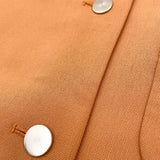 エルメス HERMES 刺繍ポケットステンカラーコート オレンジ ウール レディース ステンカラーコート