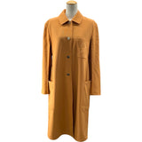 エルメス HERMES 刺繍ポケットステンカラーコート オレンジ ウール レディース ステンカラーコート