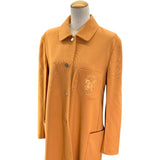 エルメス HERMES 刺繍ポケットステンカラーコート オレンジ ウール レディース ステンカラーコート