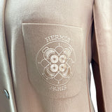 エルメス HERMES 刺繍ポケットステンカラーコート オレンジ ウール レディース ステンカラーコート