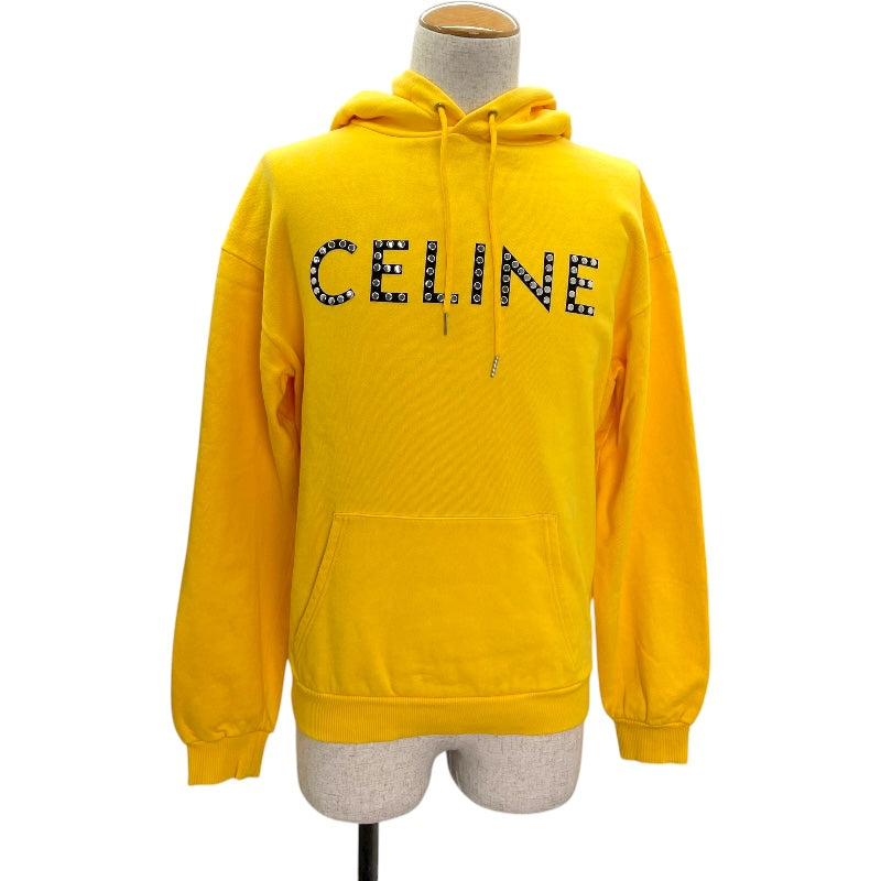 セリーヌ CELINE スタッズロゴプルオーバーパーカー 2Y695670Q イエロー 綿 メンズ パーカー