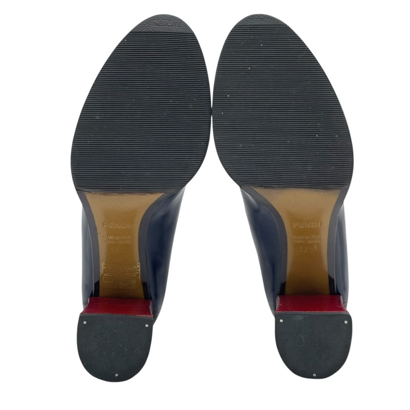フェンディ FENDI バイカラーヒールローファー ネイビー レザー レディース パンプス