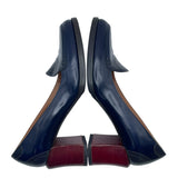 フェンディ FENDI バイカラーヒールローファー ネイビー レザー レディース パンプス